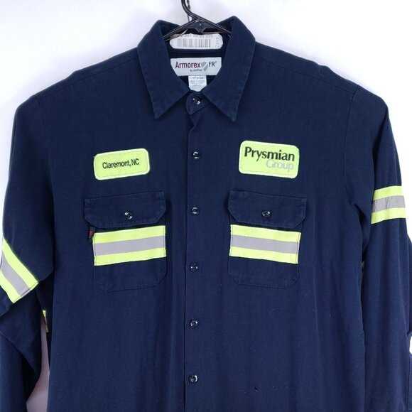 2 Uniform Shirts Amorex FR Men's Size 18.5 Arc 2 Blue - Picture 2 of 4